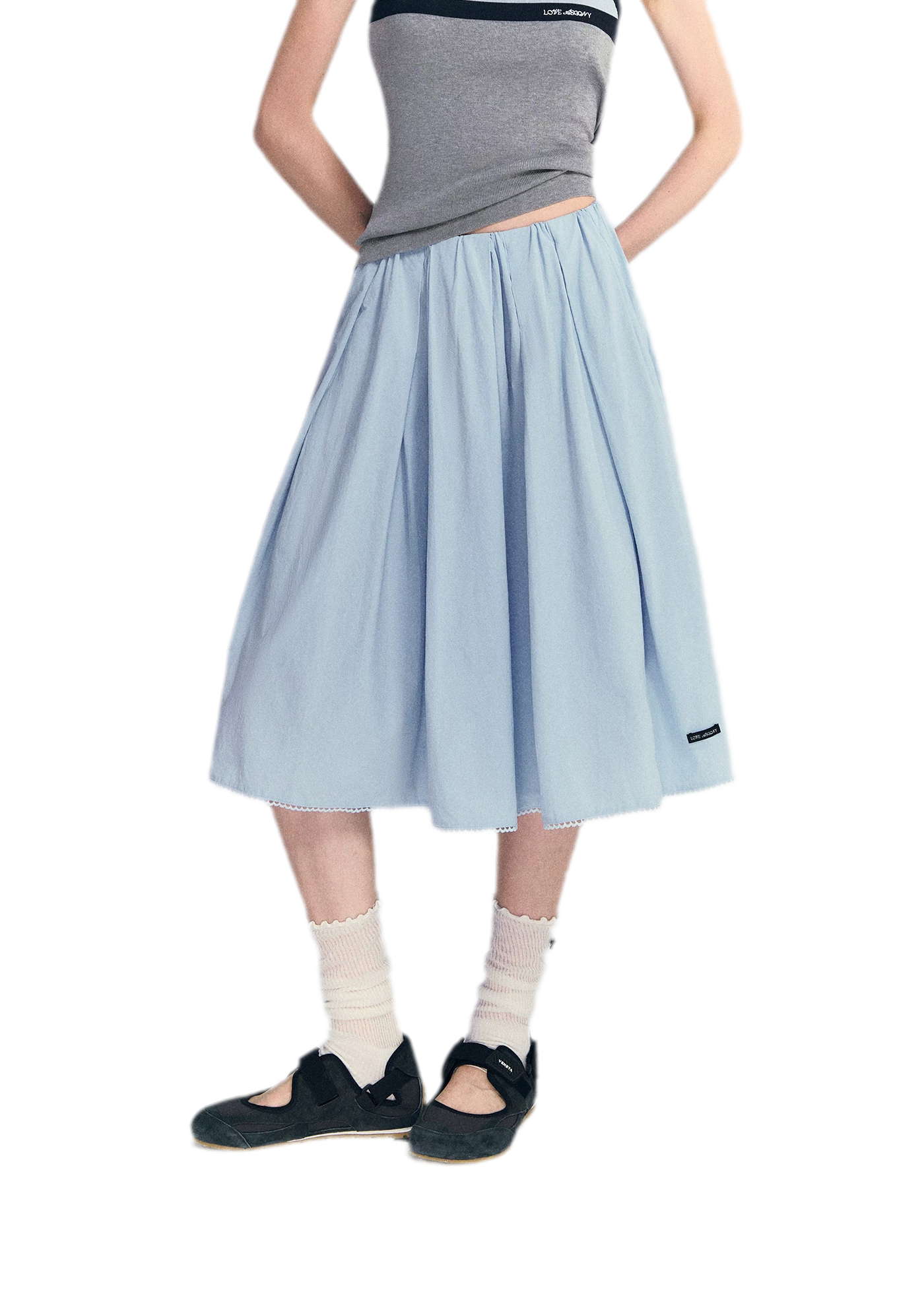 Blue Lace Midi Skirt