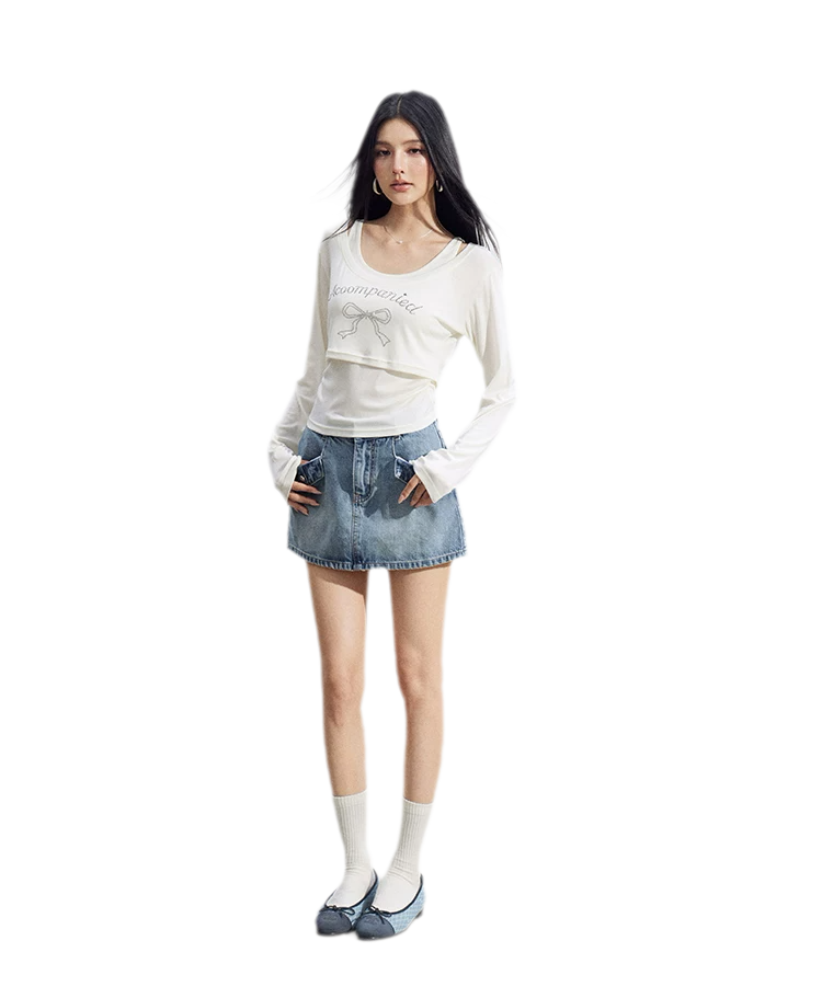 Bow Rhinestone T-Shirt Set