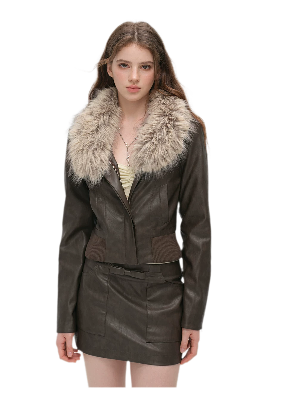 Textured Cropped PU Jacket