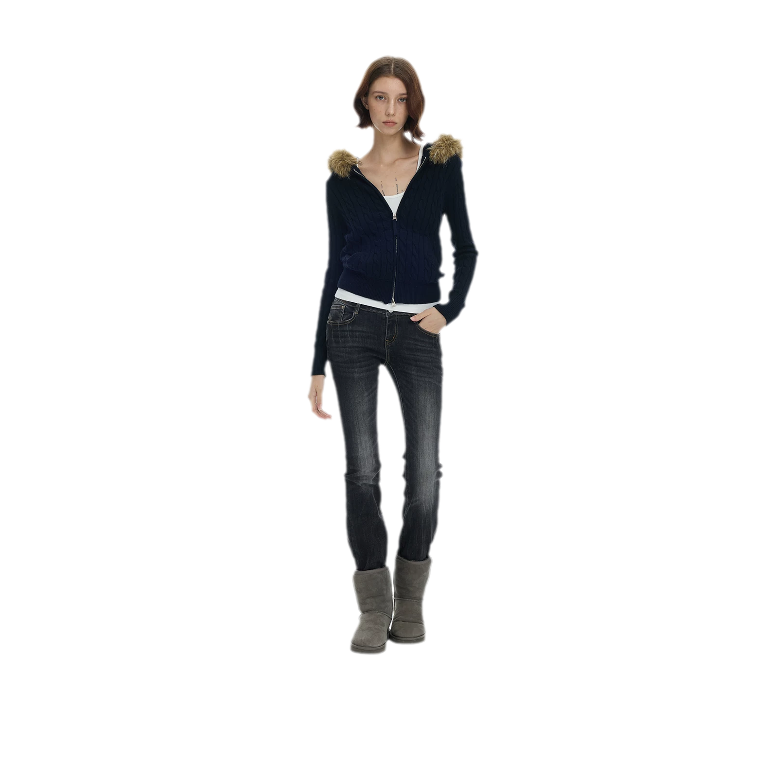 Washed Low-Rise Flare Jeans