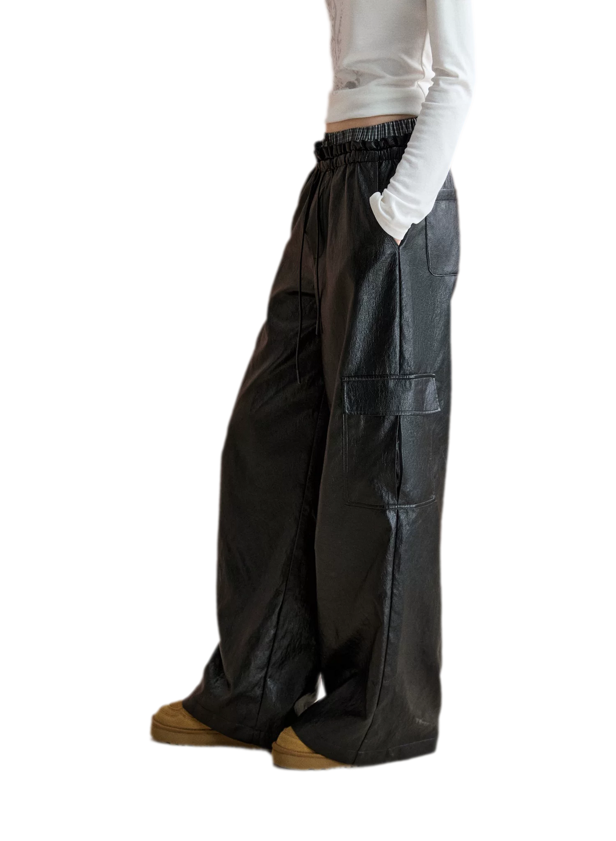 Matte Wide-Leg Cargo Pants