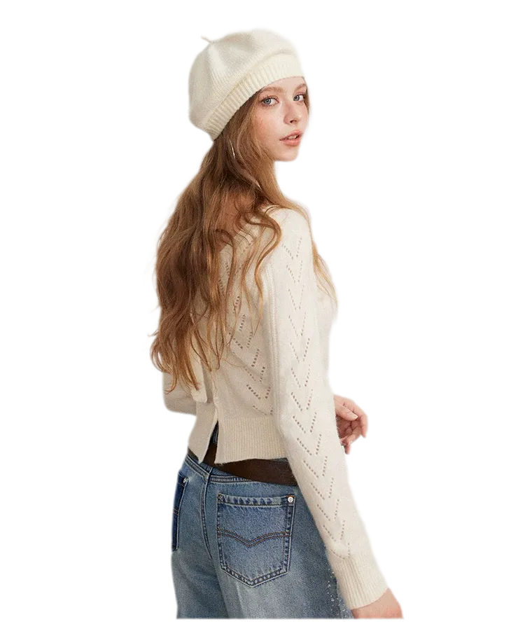 Openwork Reversible Knit Top