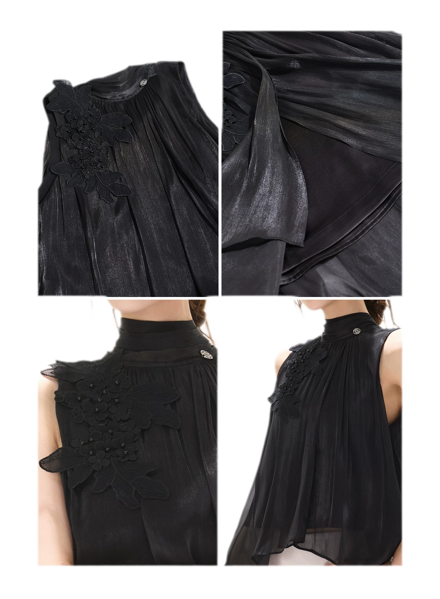 Embellished Satin Halter Top