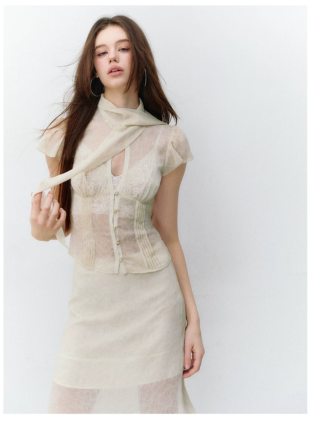 Romantic Tie-Dye Chiffon Short Sleeve Cardigan & Skirt