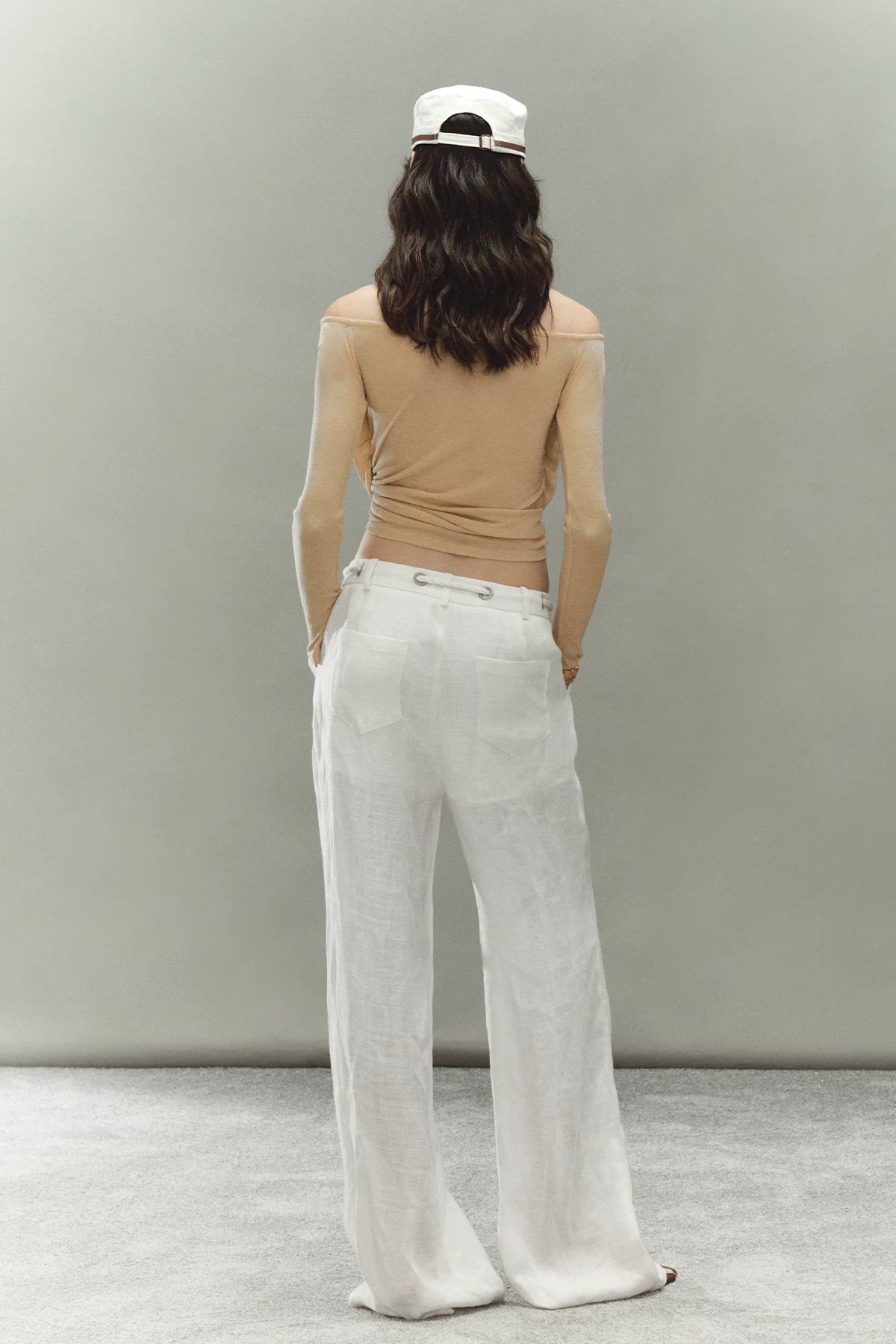 Relaxed Fit Linen Blend Wide-Leg Pants