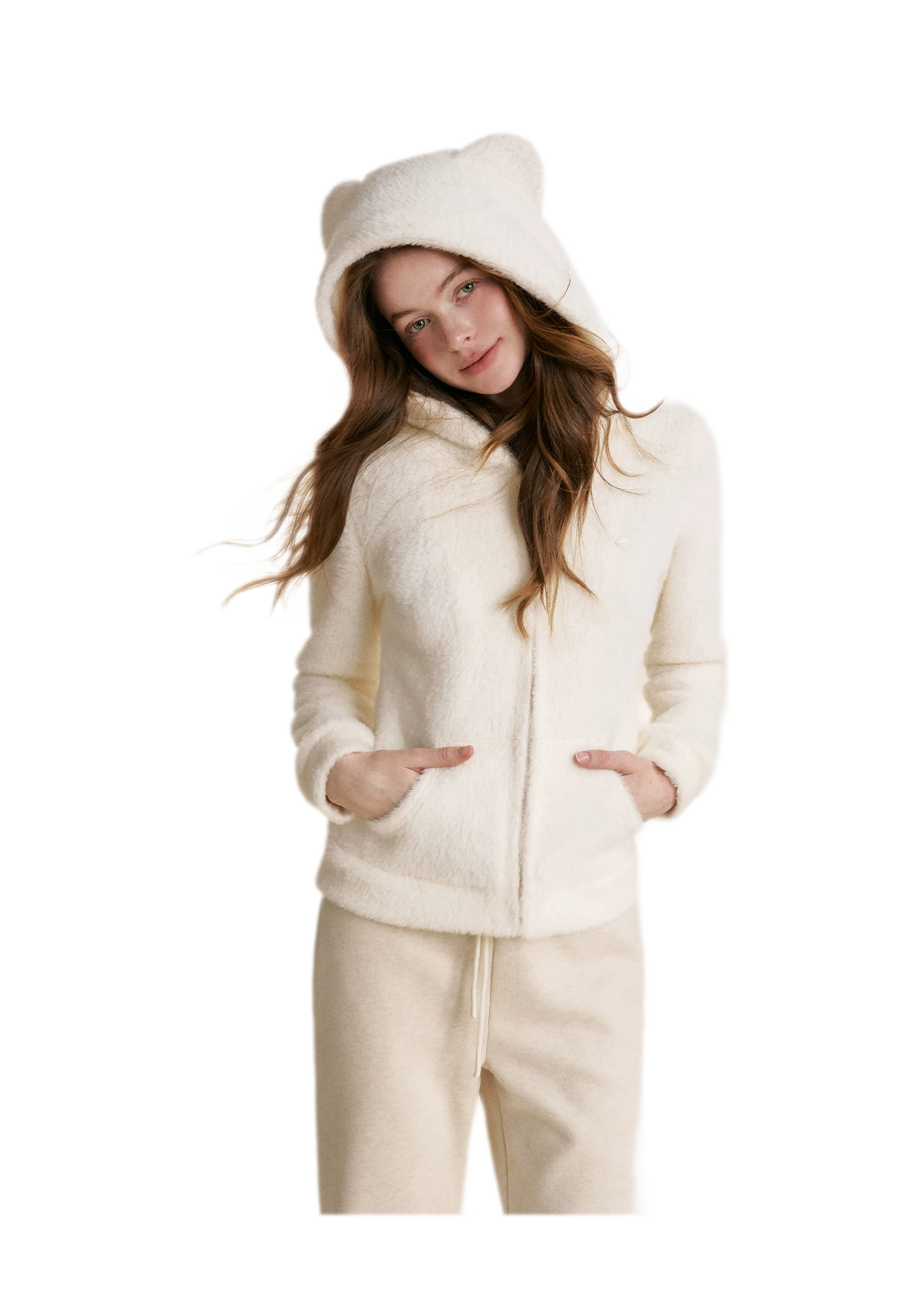 Eco Plush Bear-Ear Hoodie