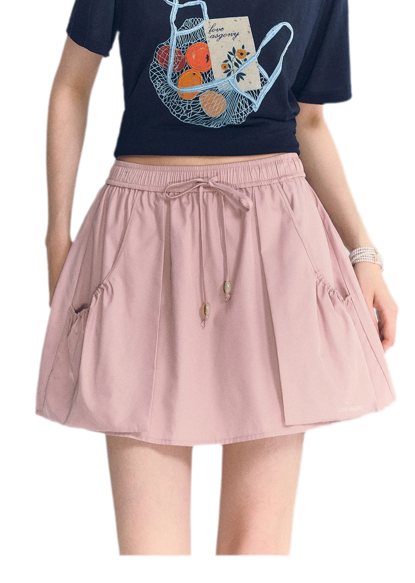 Drawstring A-Line Skirt