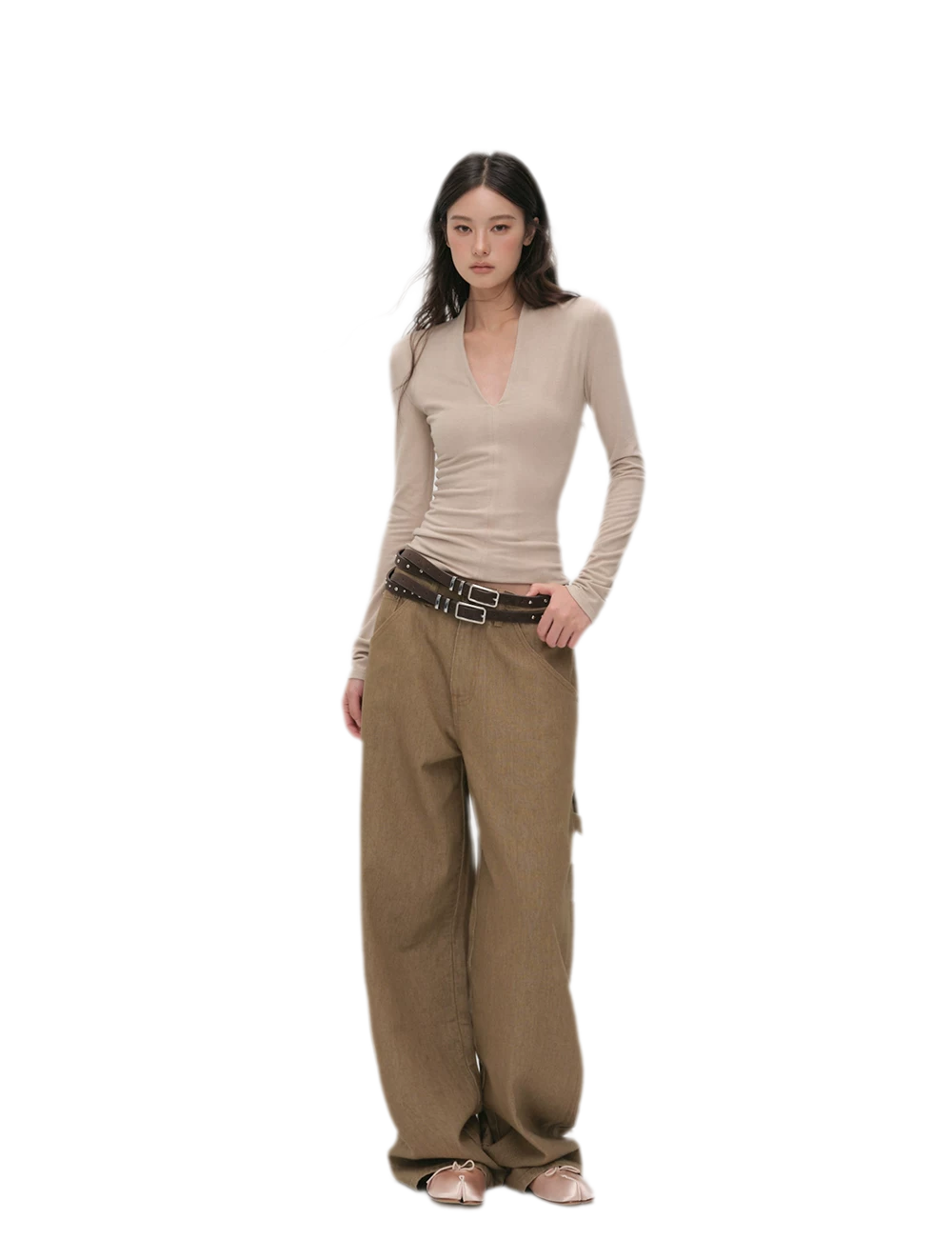 Cashmere-Feel X-Line Ribbed Top