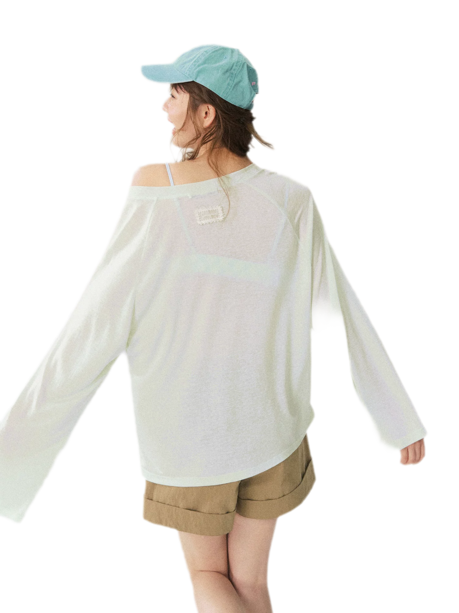 V-Neck Ruched Long Tee