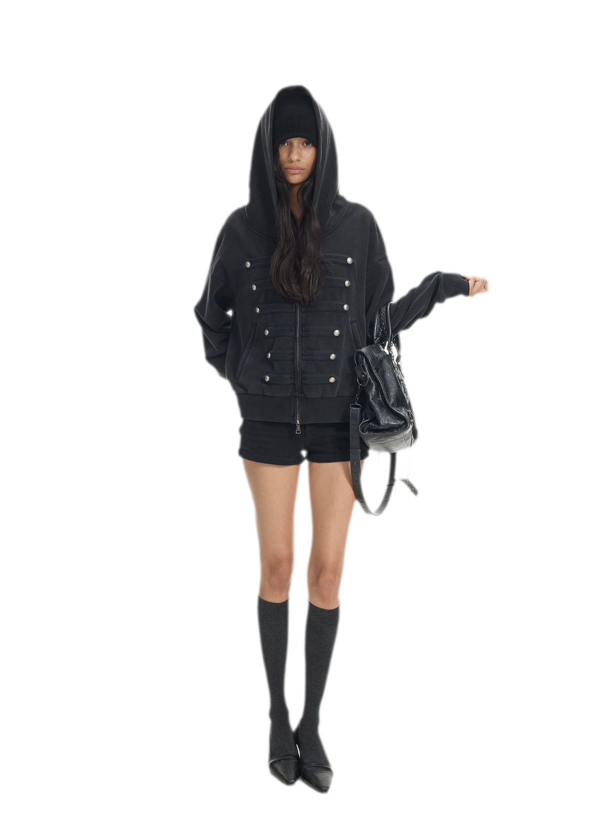 Matte Black Slim Denim Shorts