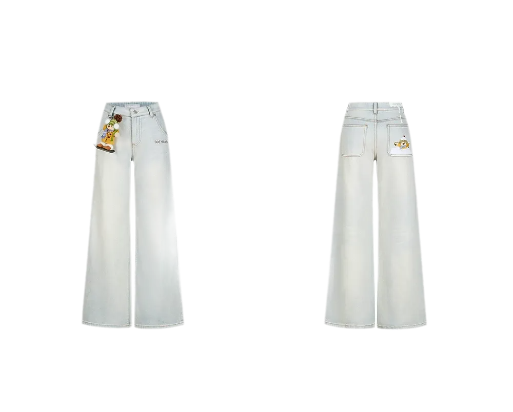 Shimmer Straight-Leg Denim Jeans