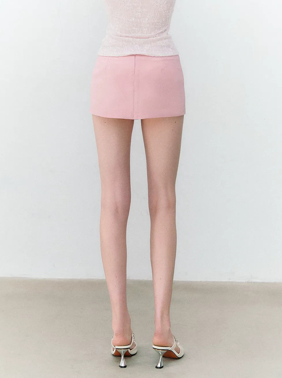 Luminous Focus Heart Rhinestone Acetate Satin Skirt