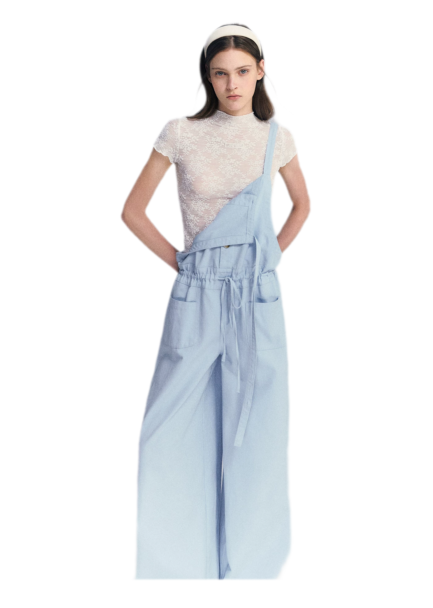 Lace Mesh Mock Neck Top