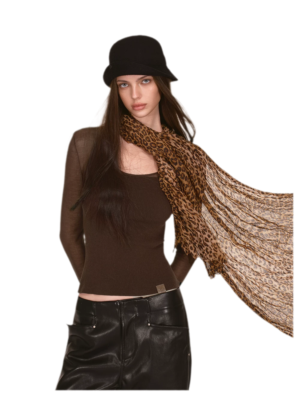 Top in maglia trasparente con scollo a V in Tencel