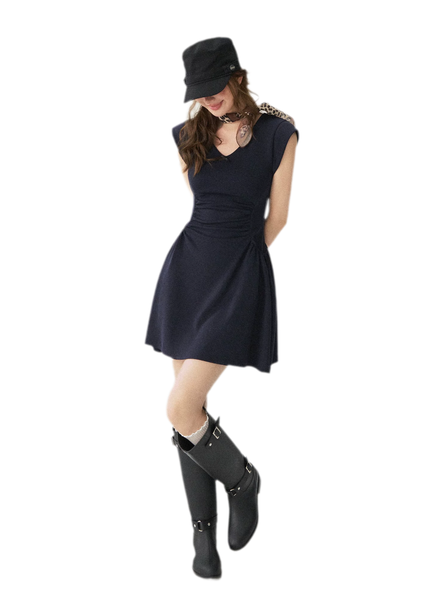 V-Neck Waist Knit Dress