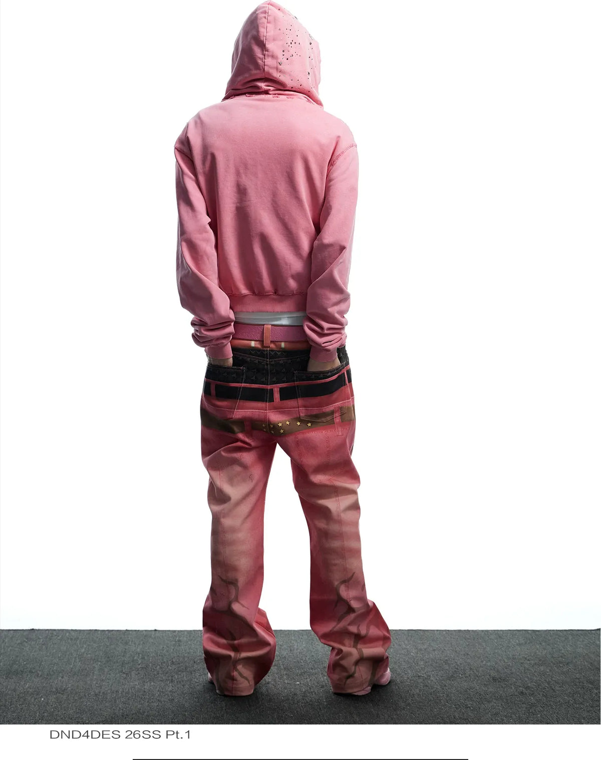 Hoodie mit Reißverschluss und Used-Look-Strasssteinen