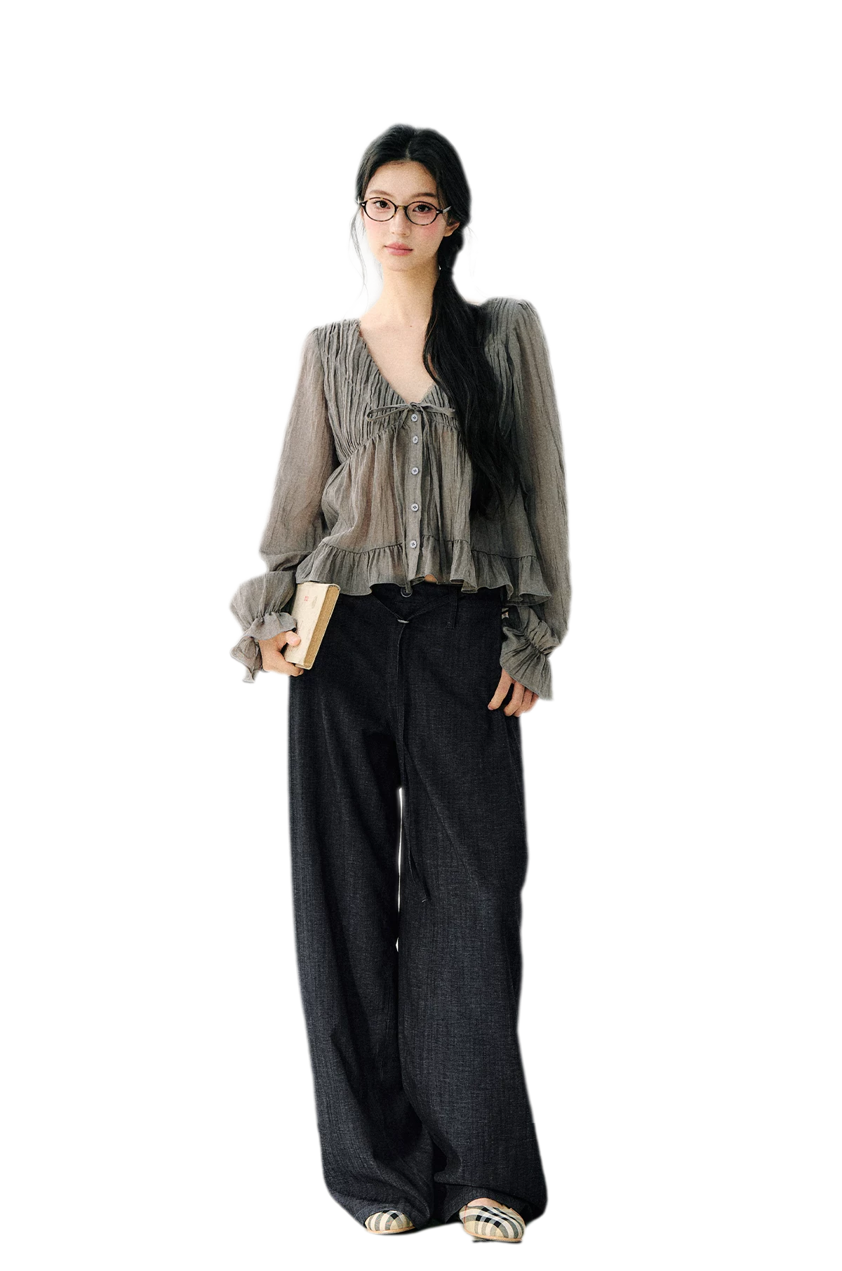 Ruffled Tencel Chiffon Blouse