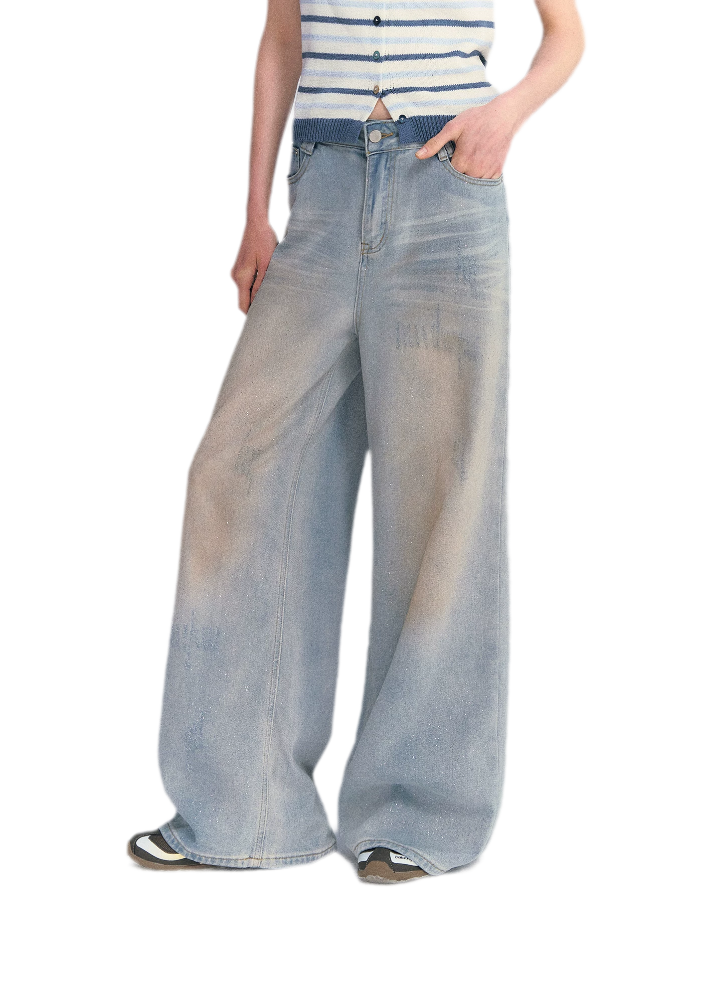 Sequin Wide-Leg Jeans