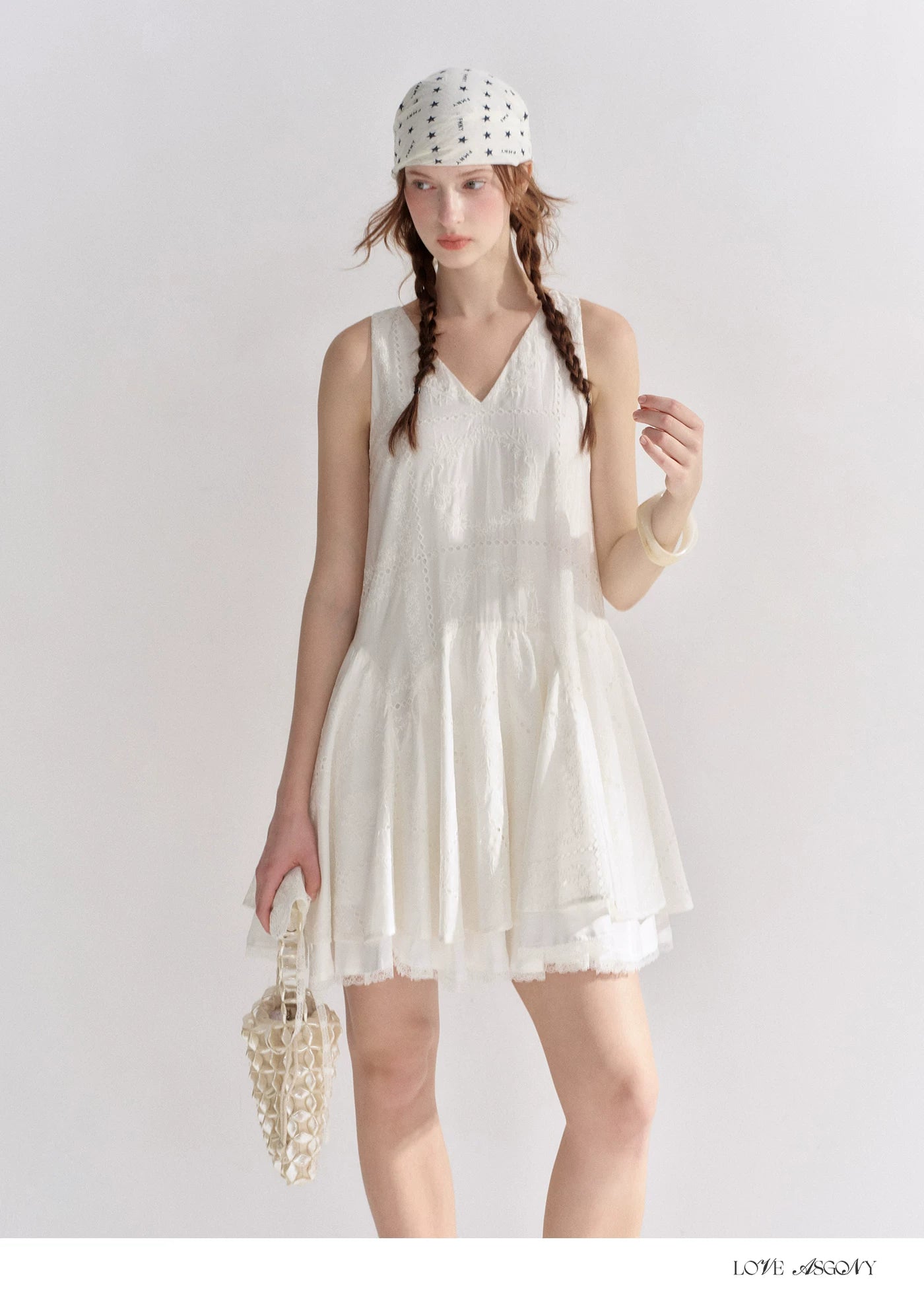 Soft White Embroidered Sleeveless Dress