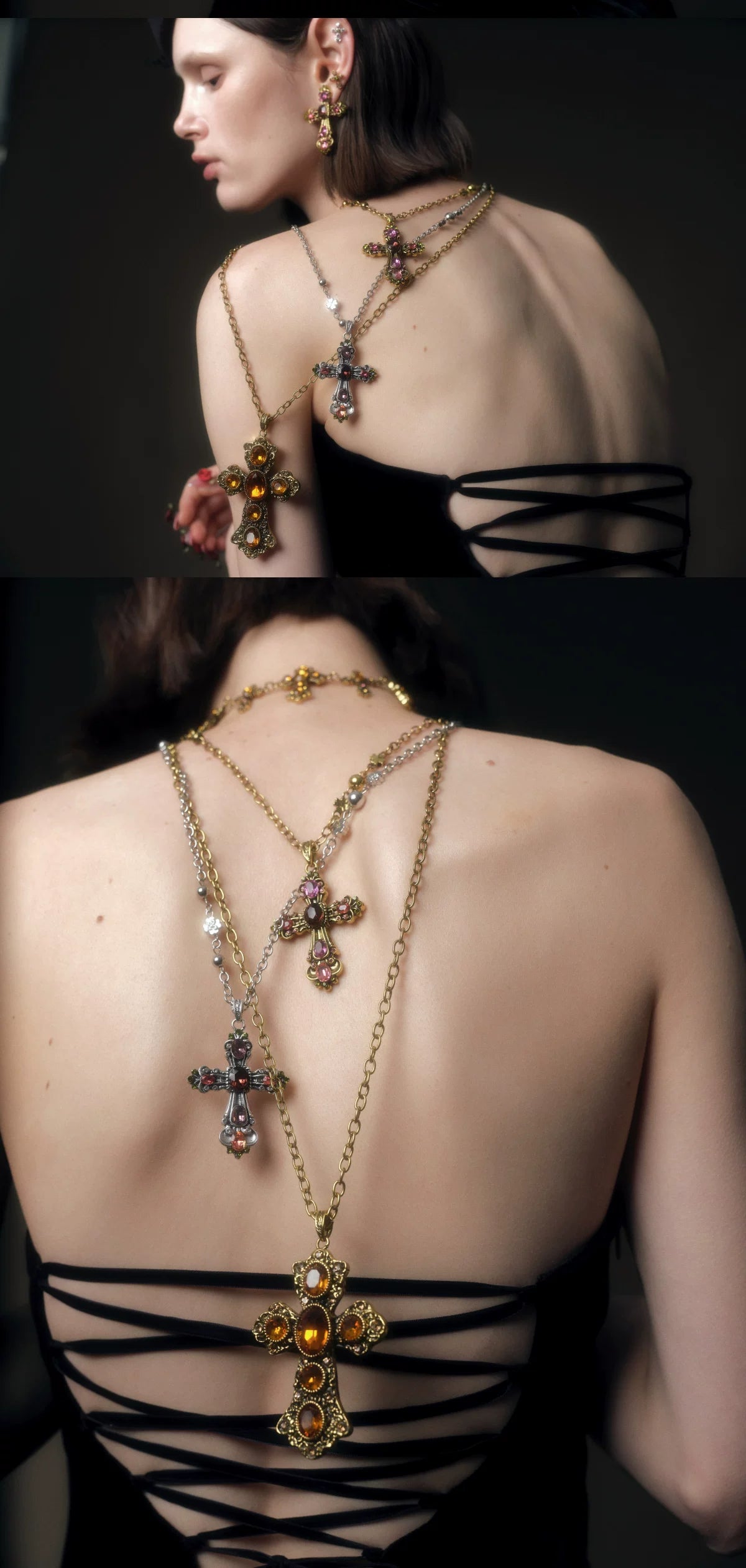 Collana con pendente a croce barocca vintage