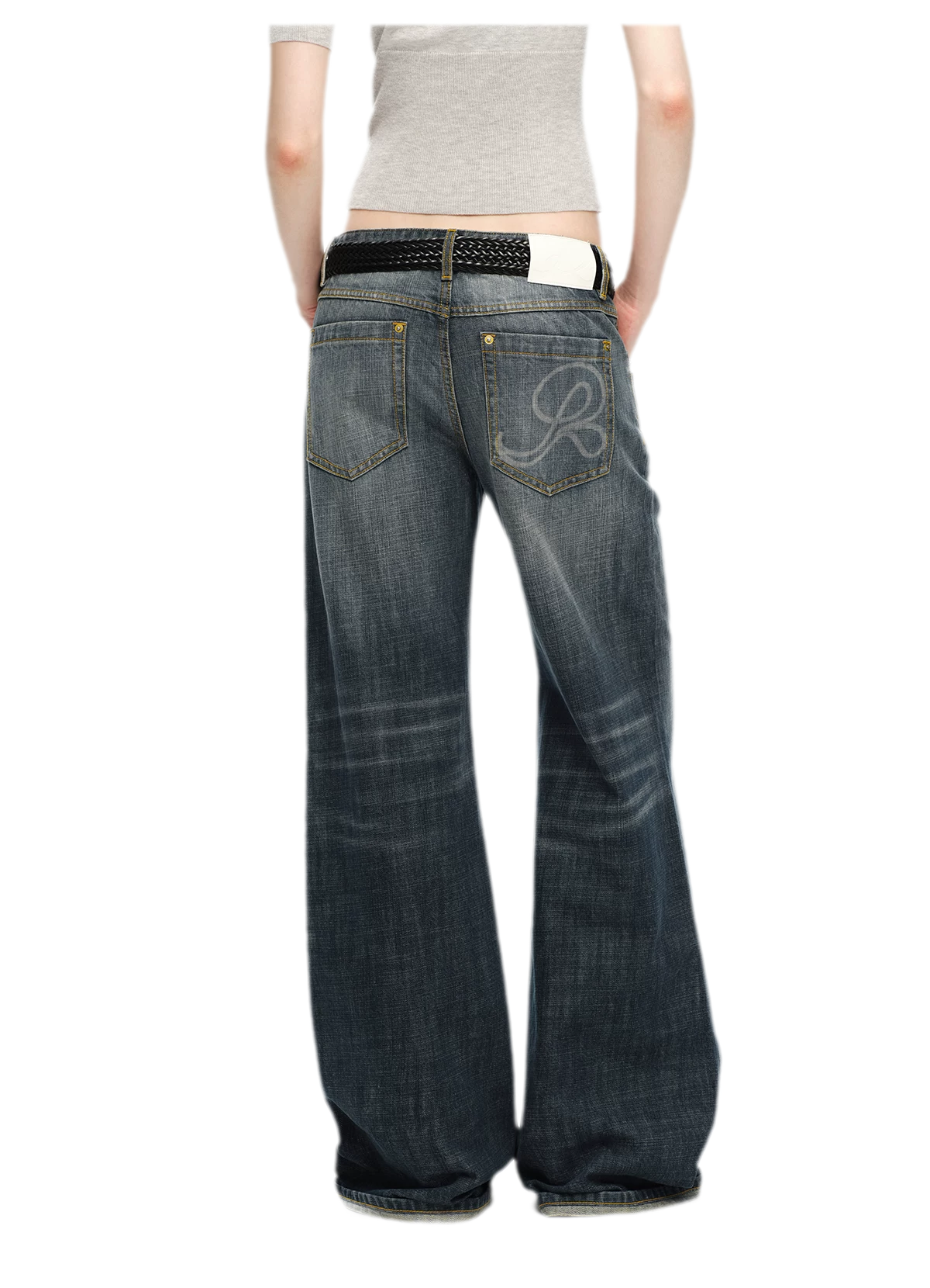 Washed Cotton Straight-Leg Jeans