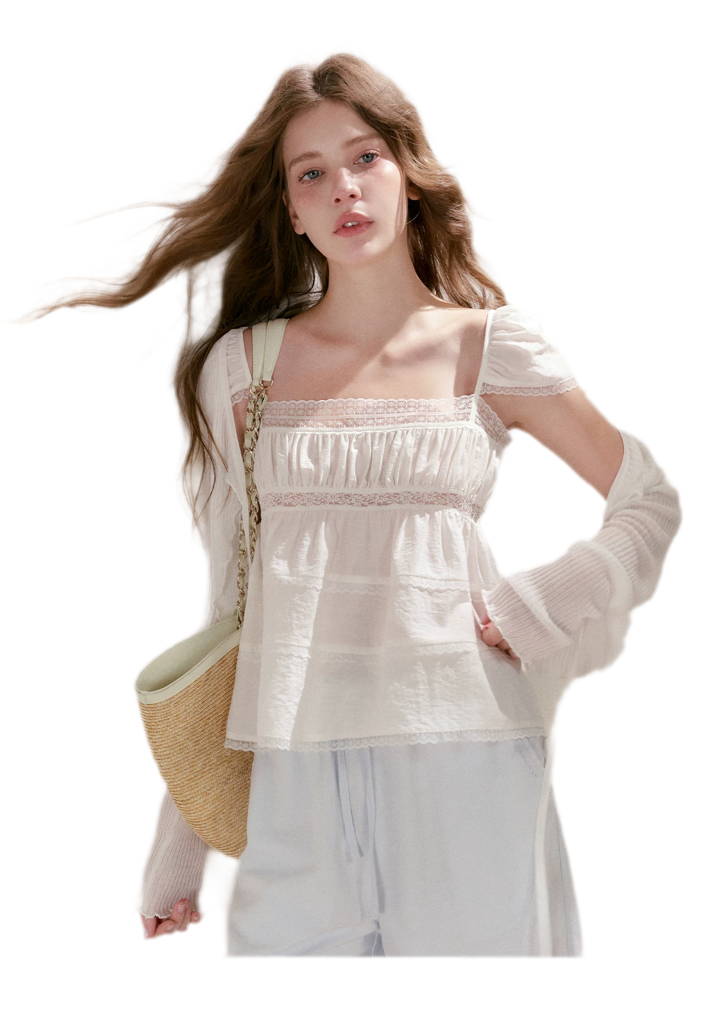 Lace Trim Square Top