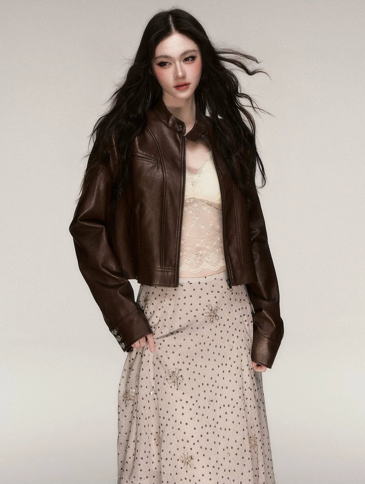 Vintage Cropped Motorcycle Jacket