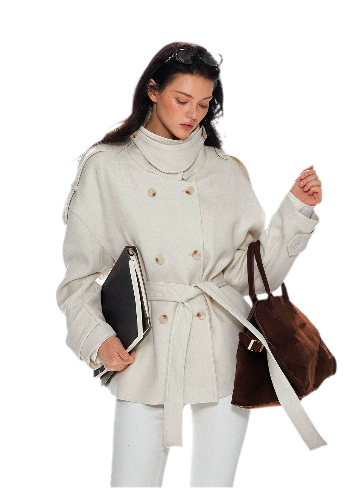 Wool Stand-Collar Belted Coat