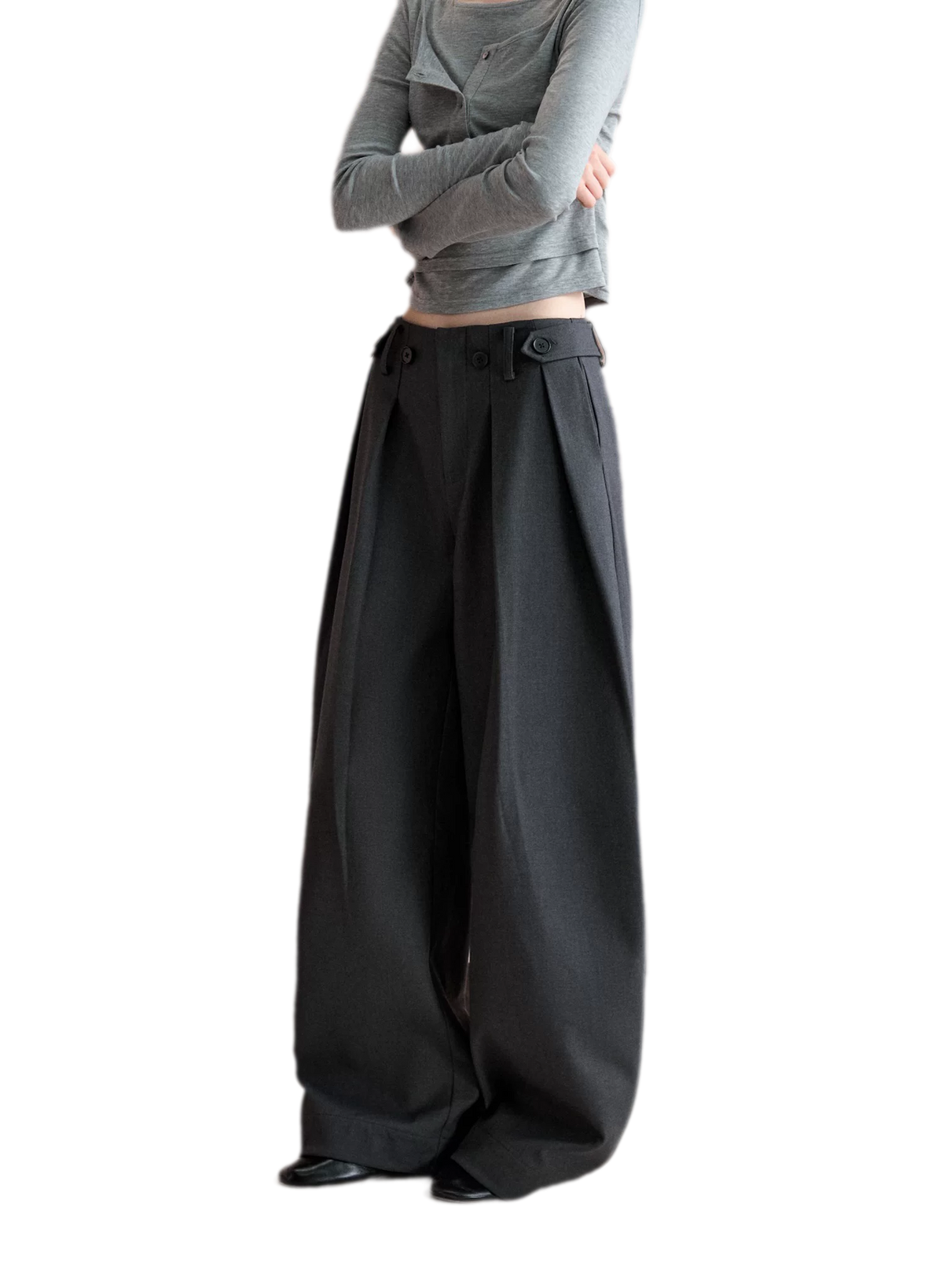 Double Pleat Curved Trousers