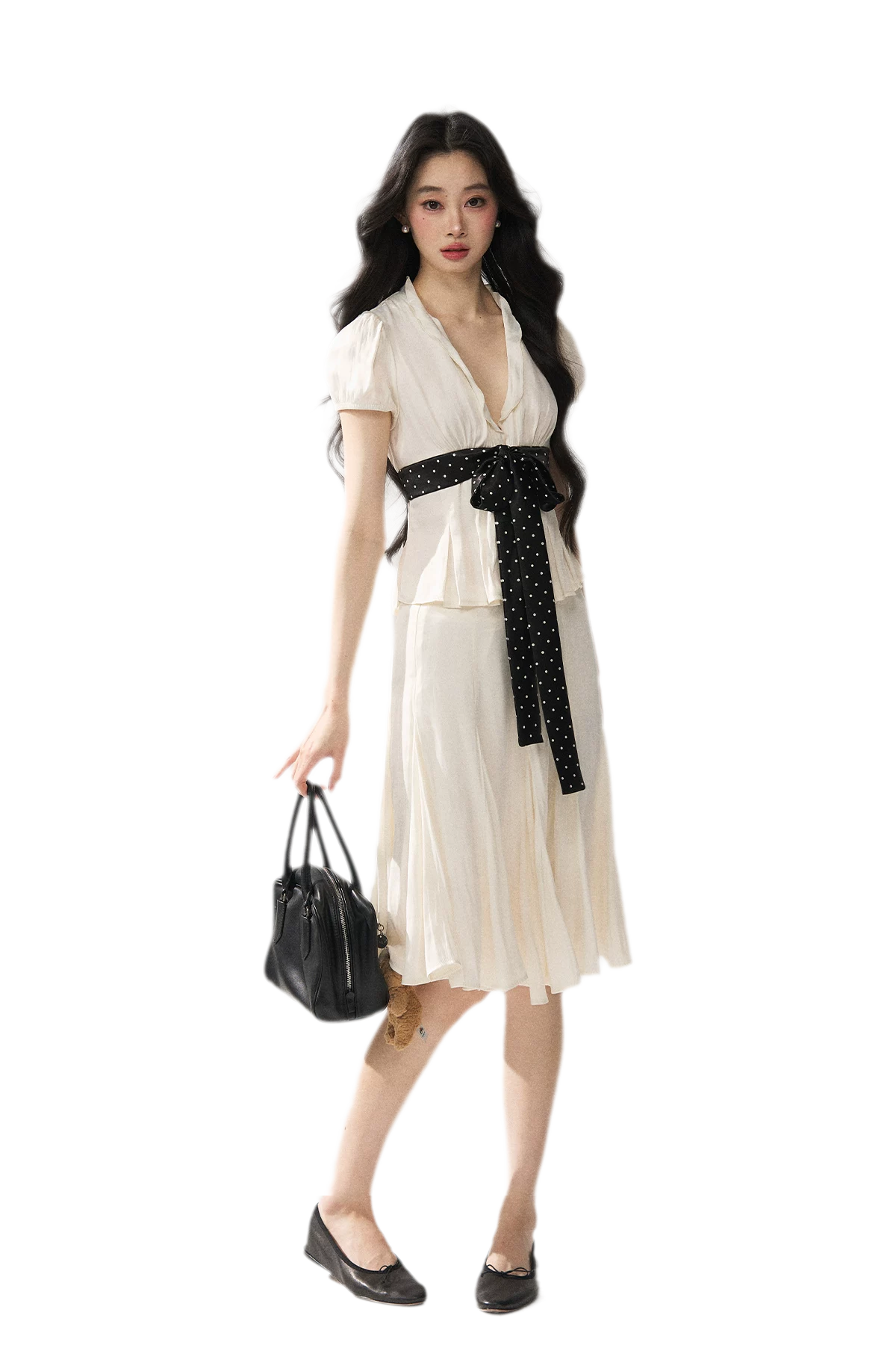 Tie Waist V Neck Tee
