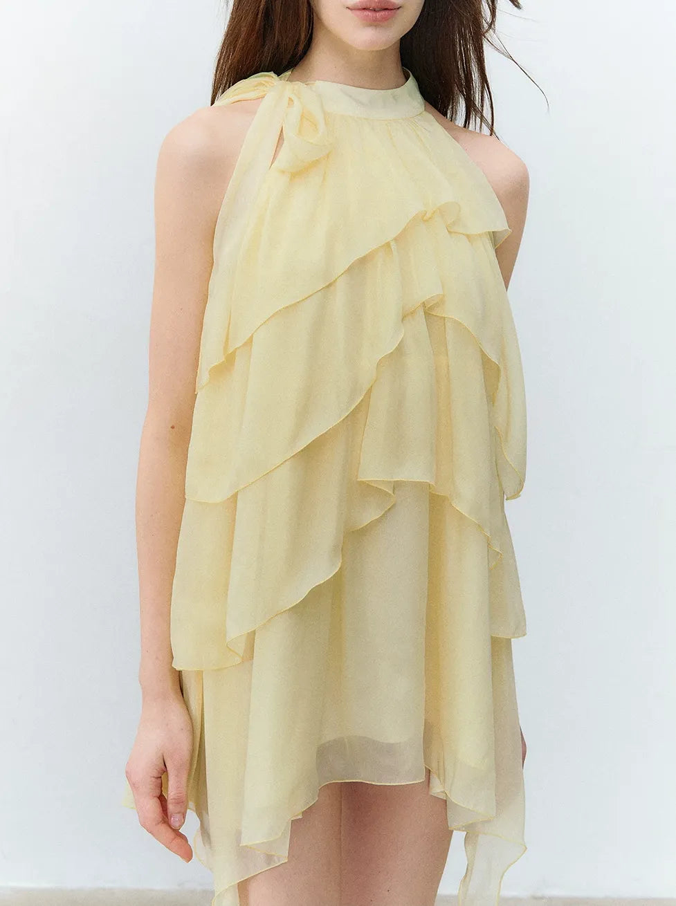 Midsummer Layered Ruffle Halter Sleeveless Dress