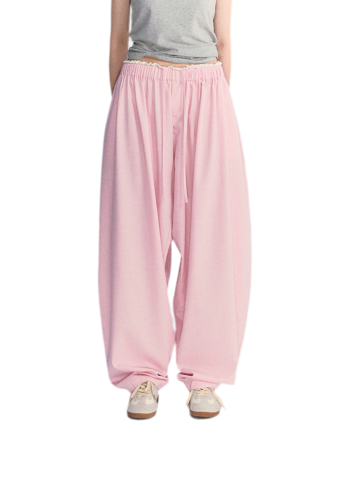 Lace Trim Balloon Pants