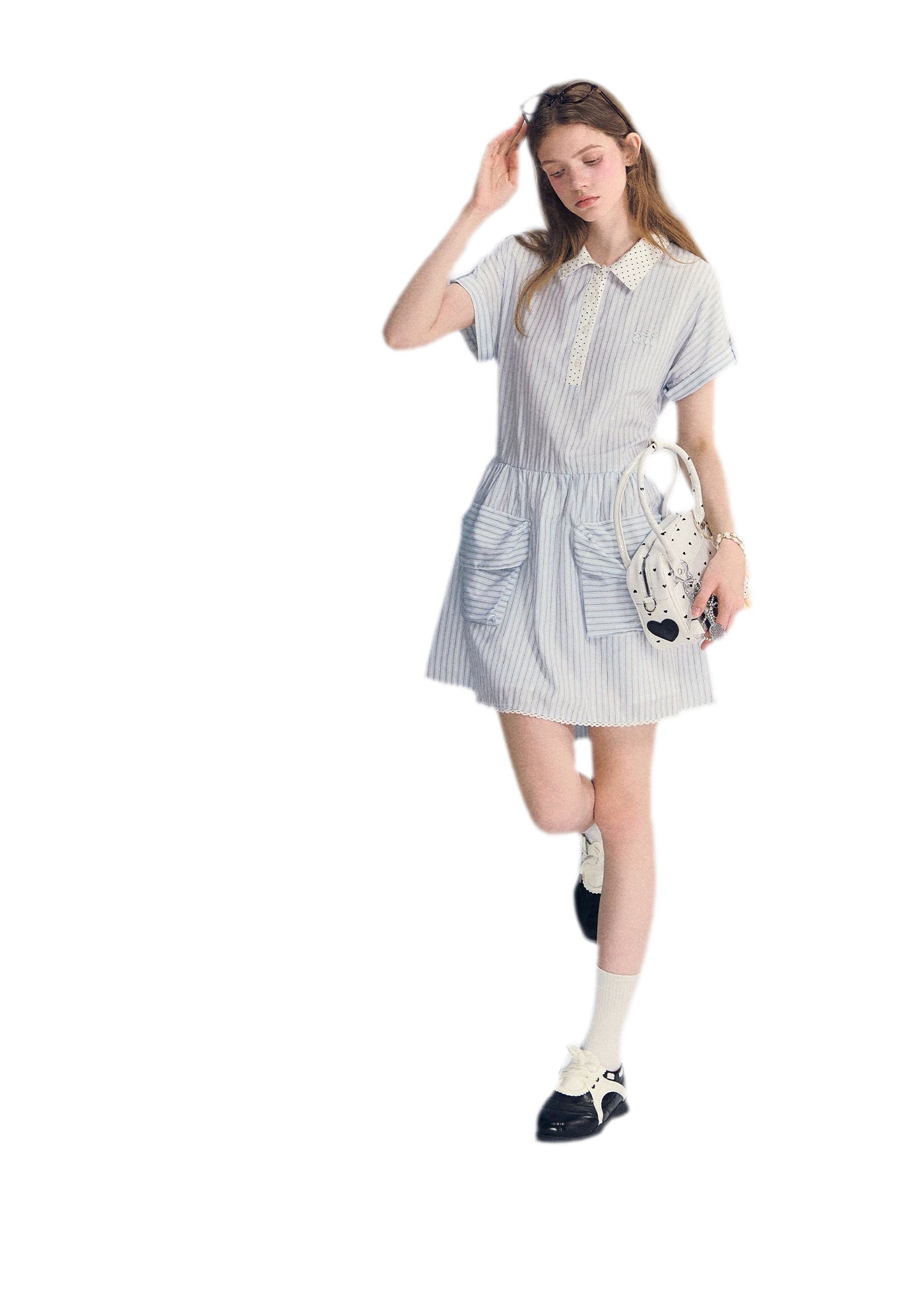 Striped Lace Trim Dress