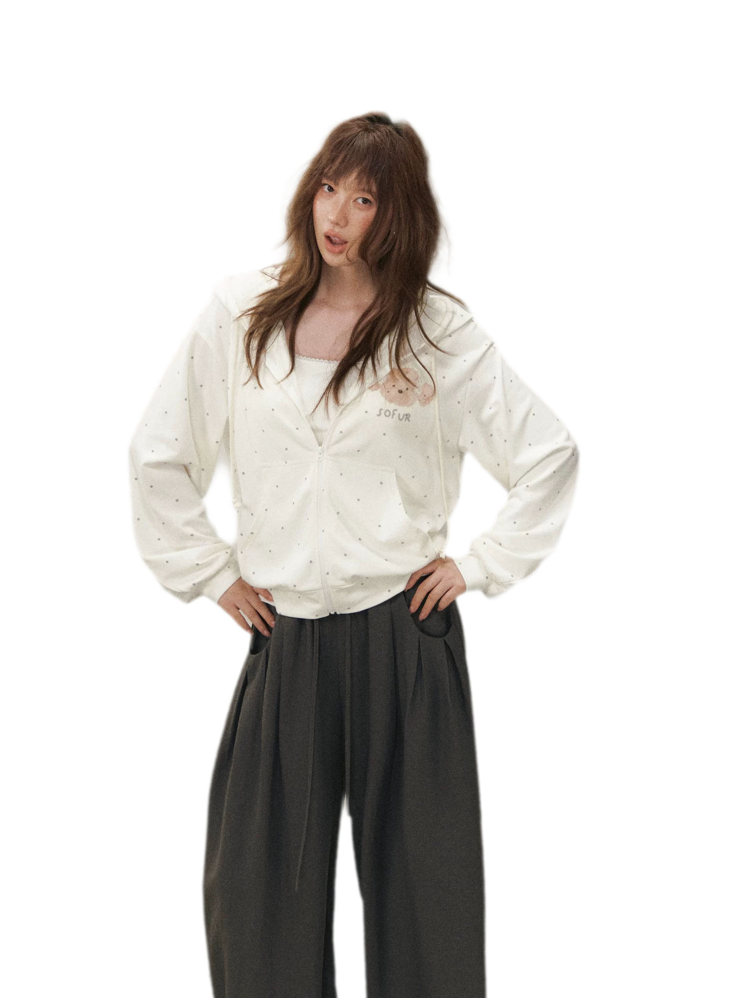Polka Dot Hooded Sweatshirt