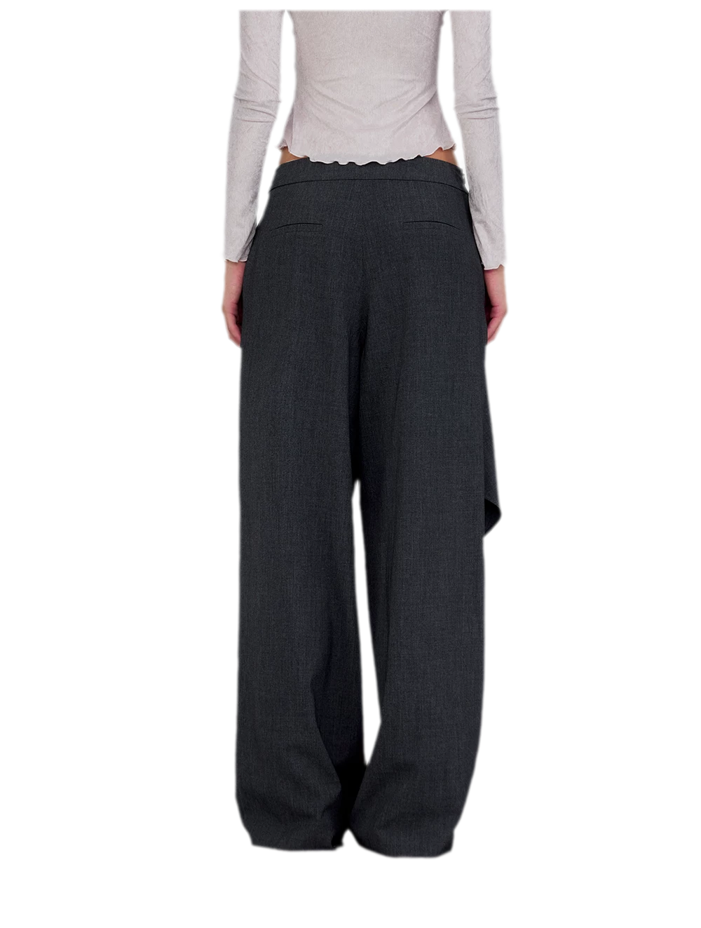 Twisted Overlay Wide-Leg Trousers