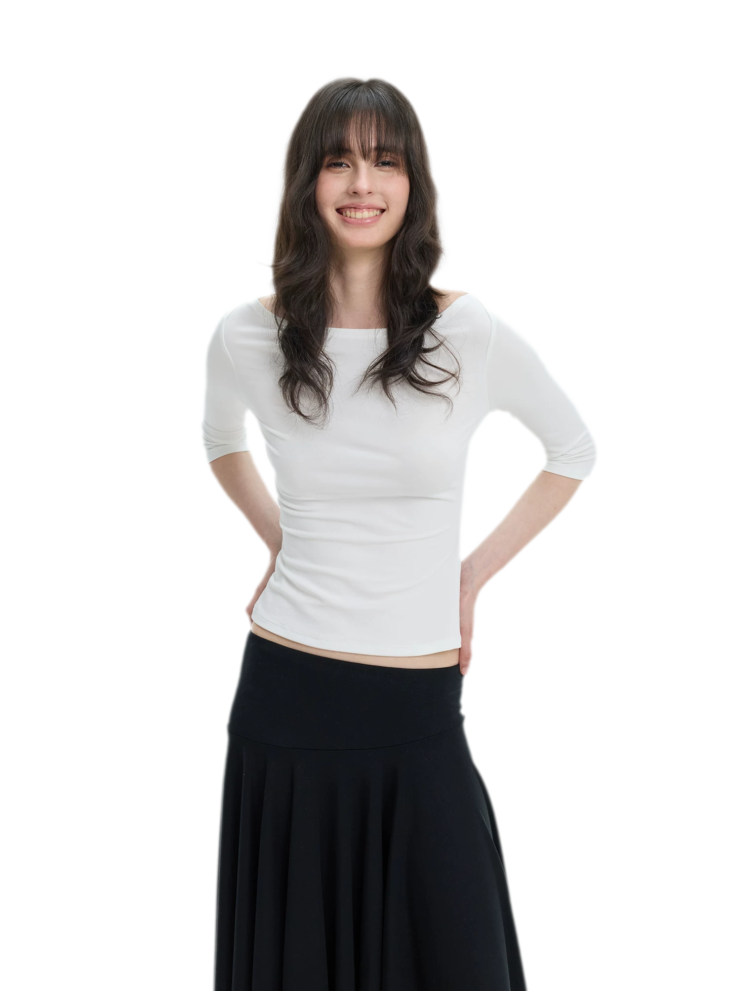 Lyocell Boat Neck Knit Top