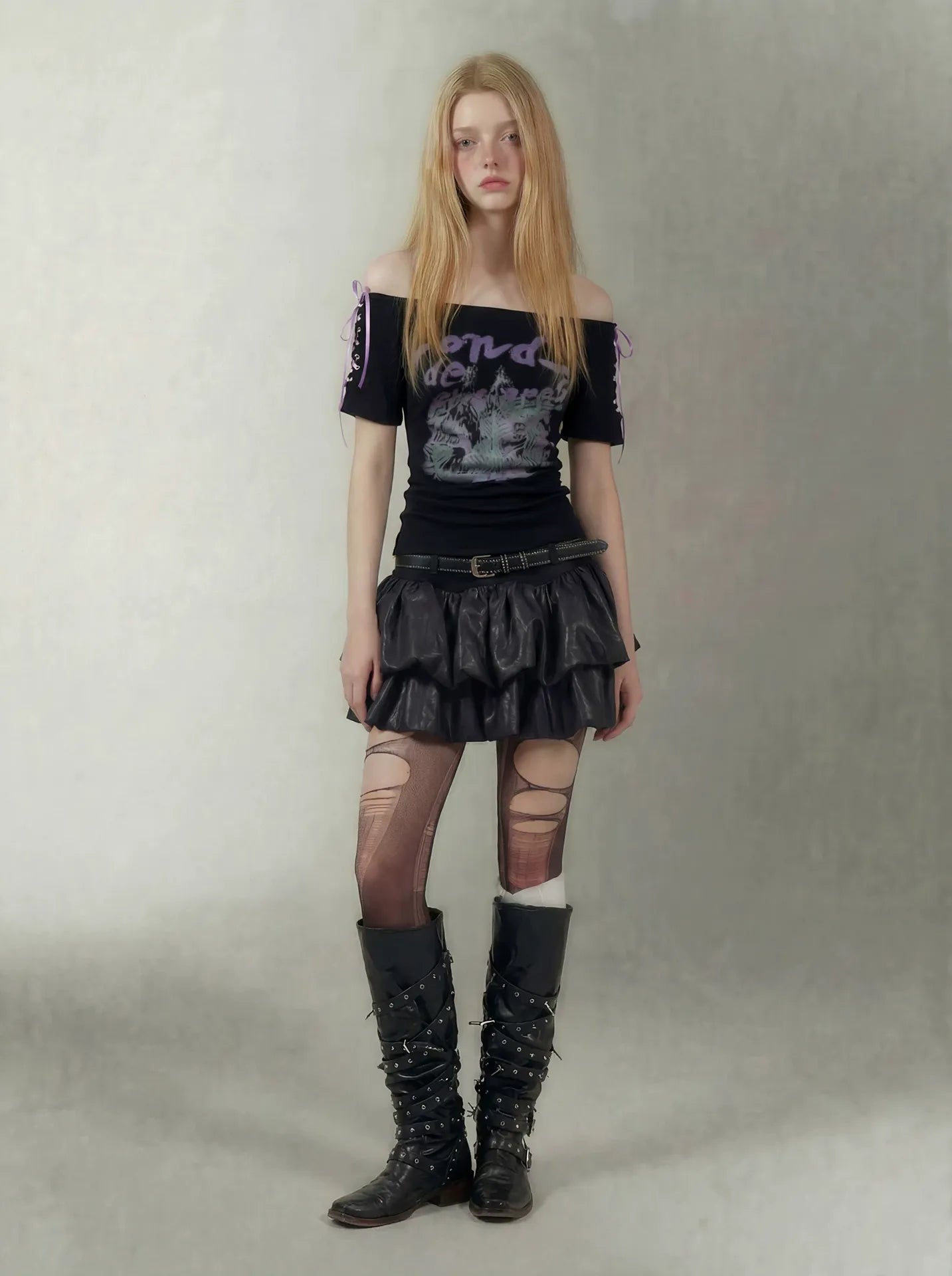 Graphic Tie Shoulder T-Shirt