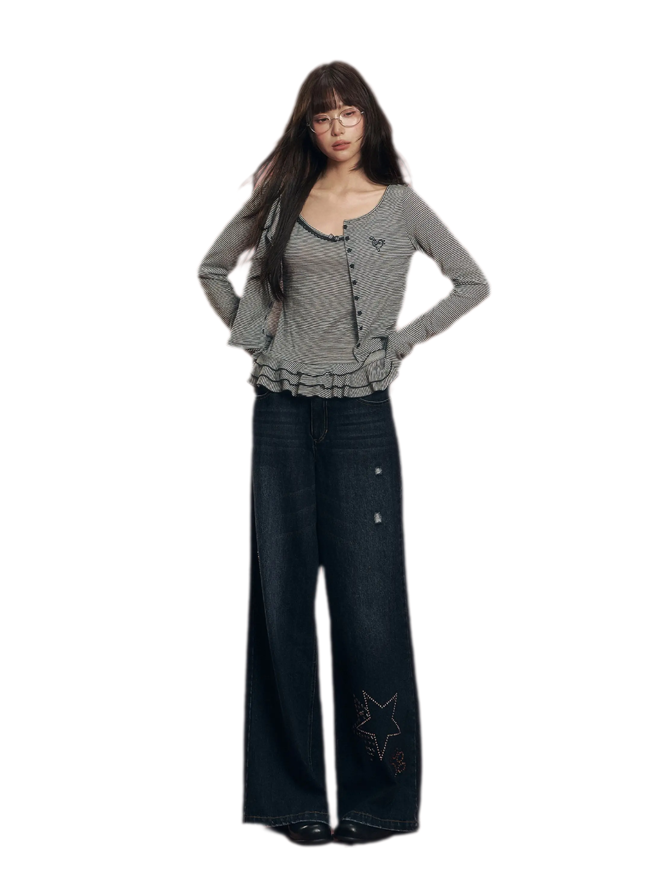 Striped Knit Cardigan Set