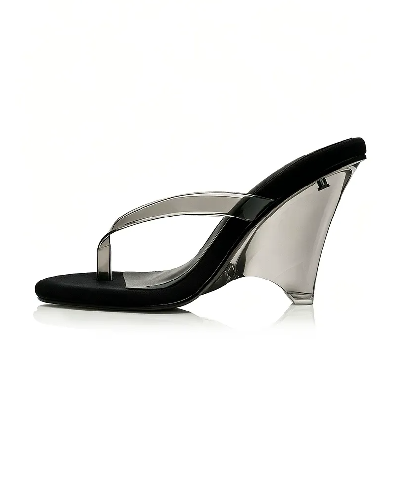 Crystal Thong Block-Heel Sandals