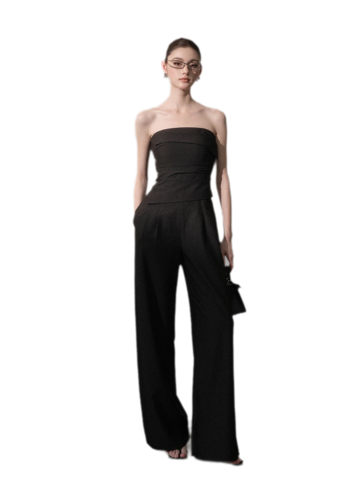 Ruched Strapless Wide-Leg Jumpsuit