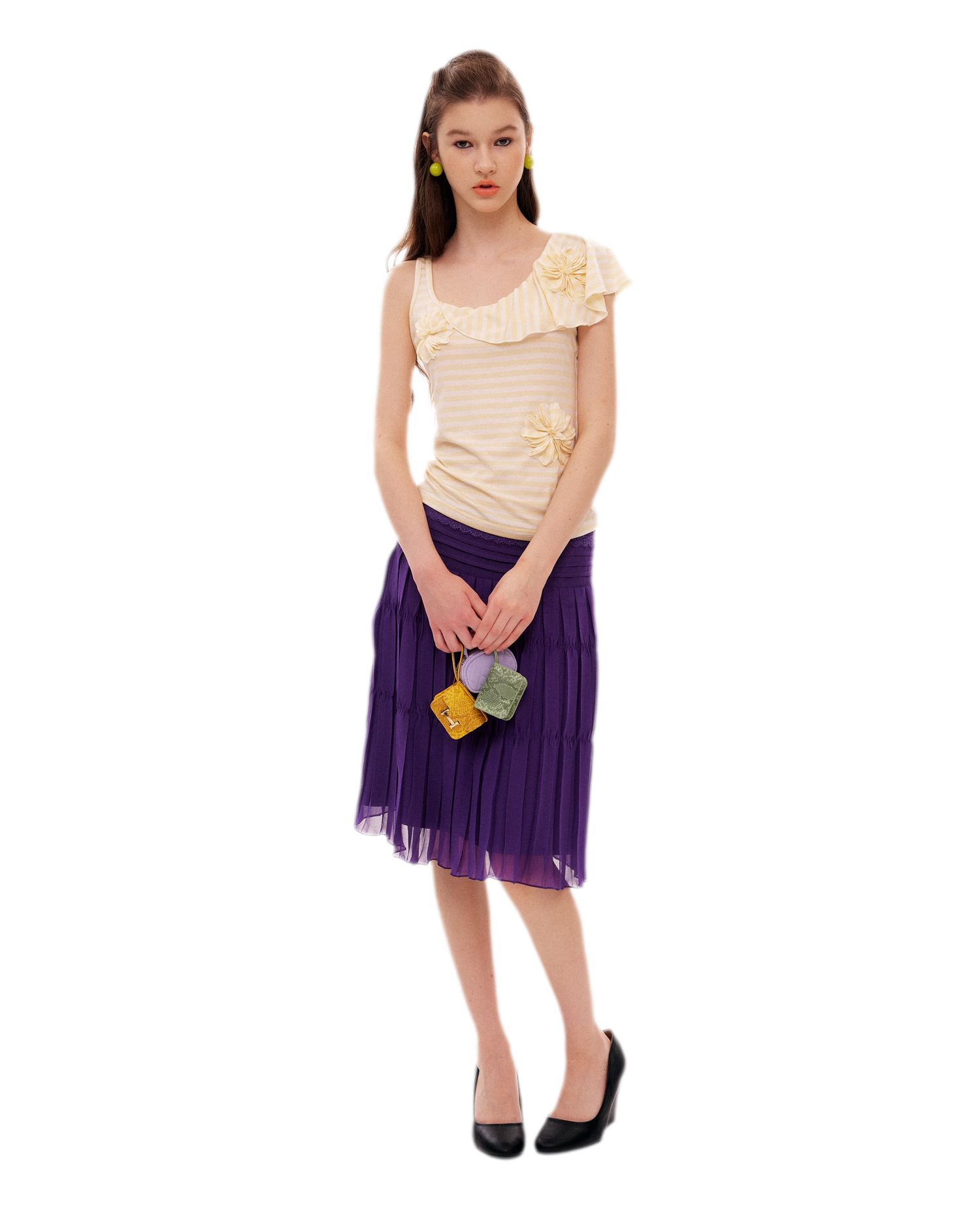 Dimensional Floral Asymmetric Tank Top