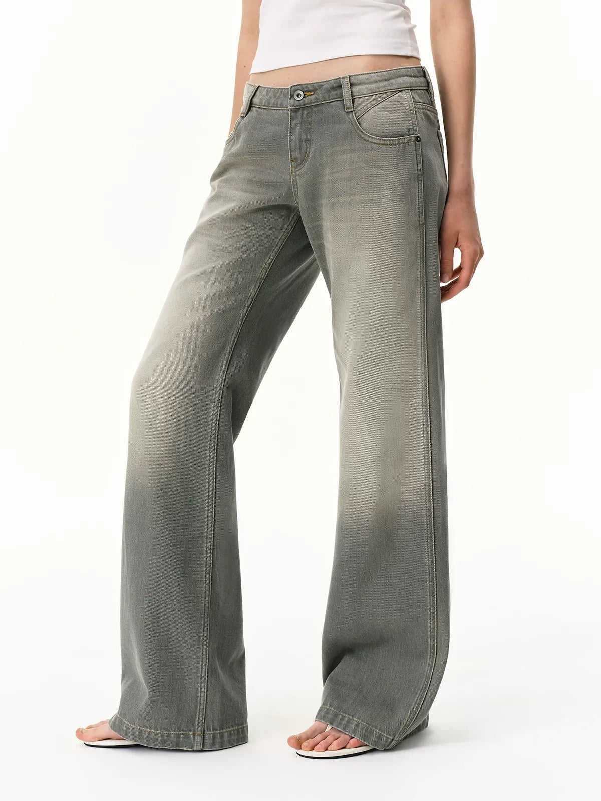 Distressed Gray Straight Jeans