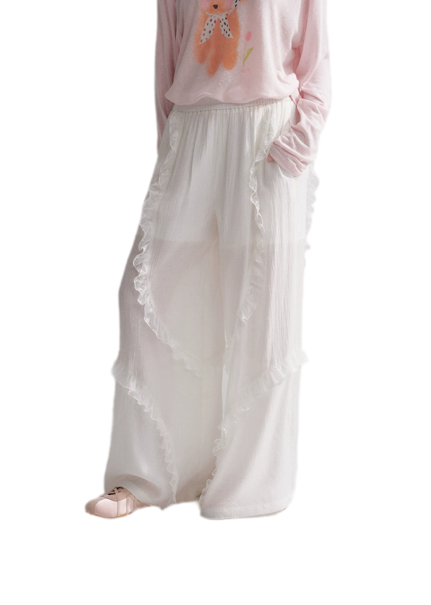 Lace Textured Wide Pants
