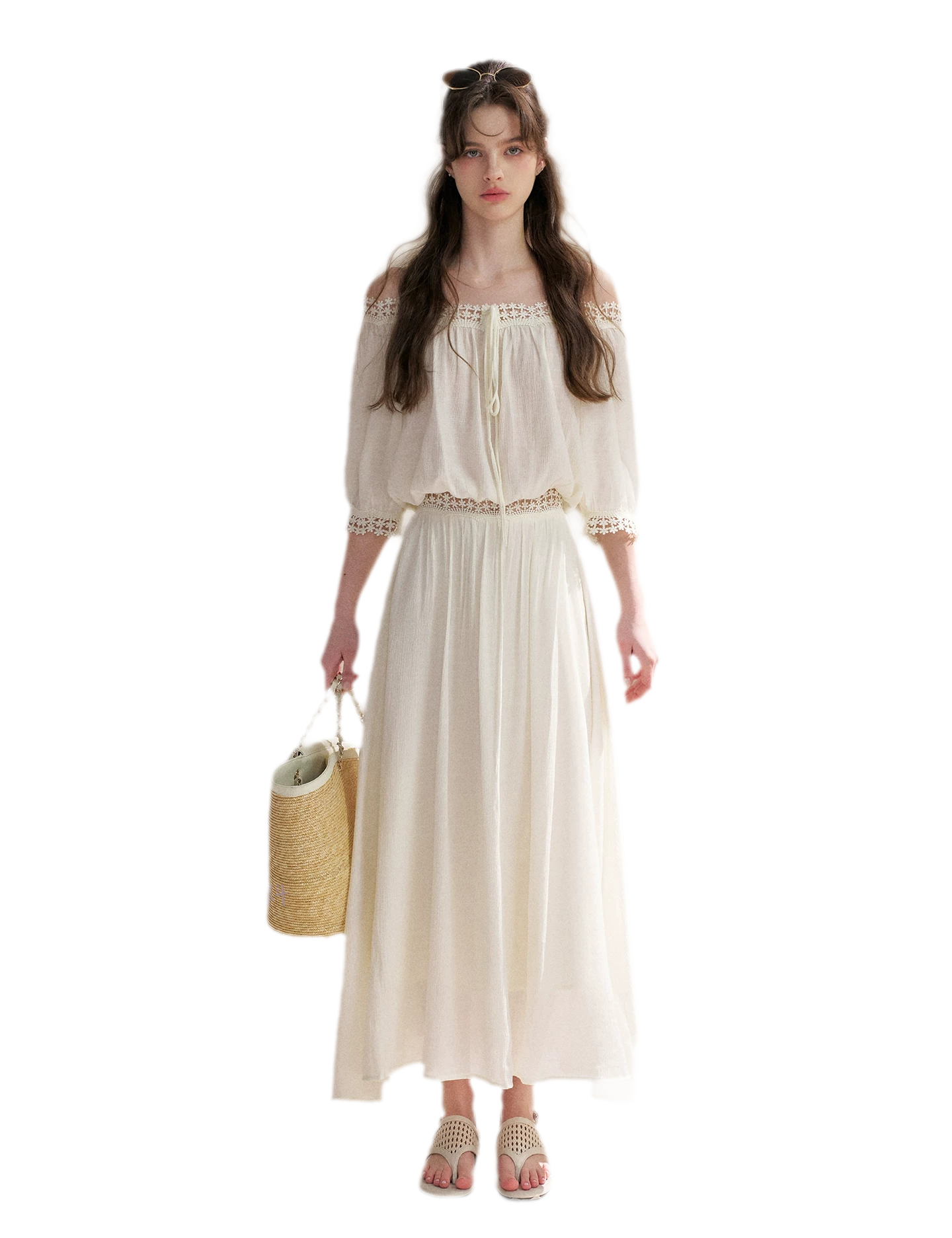 Asymmetrical Lace Off-Shoulder Top & Skirt Set