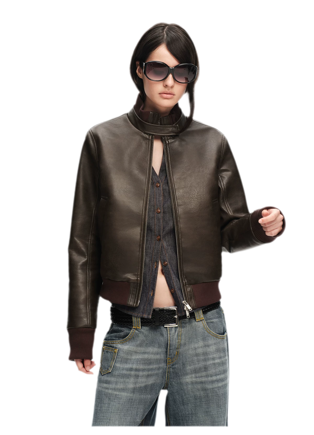 Matte Cropped Biker Jacket