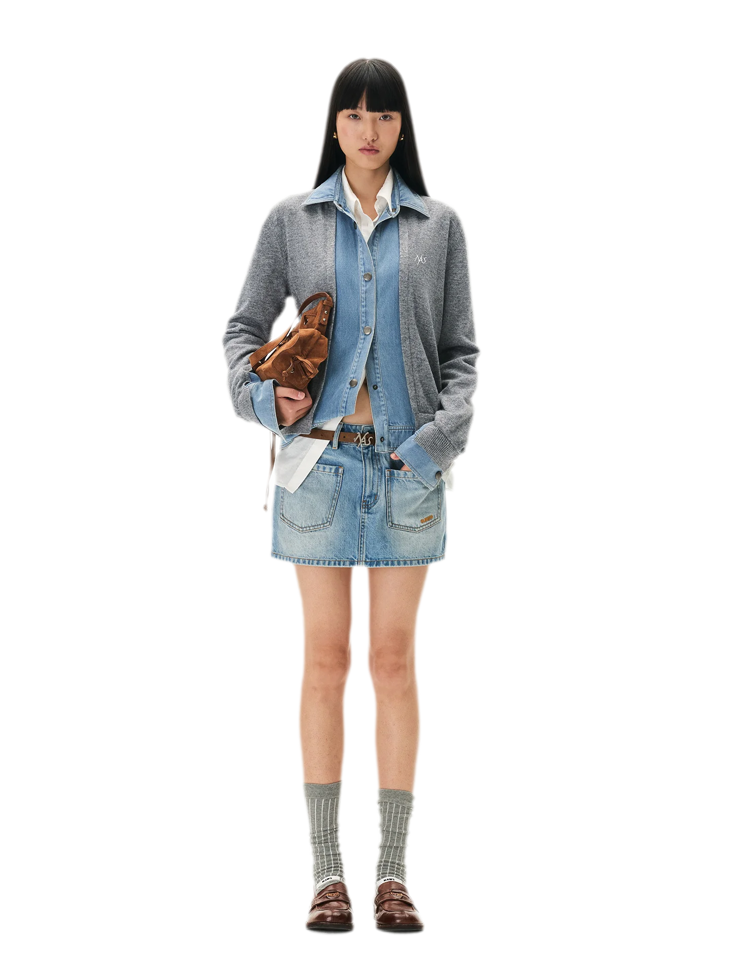 Wool Contrast Lapel Knit Cardigan