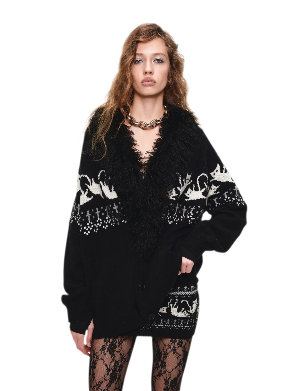 Gilet jacquard Fair Isle avec chats