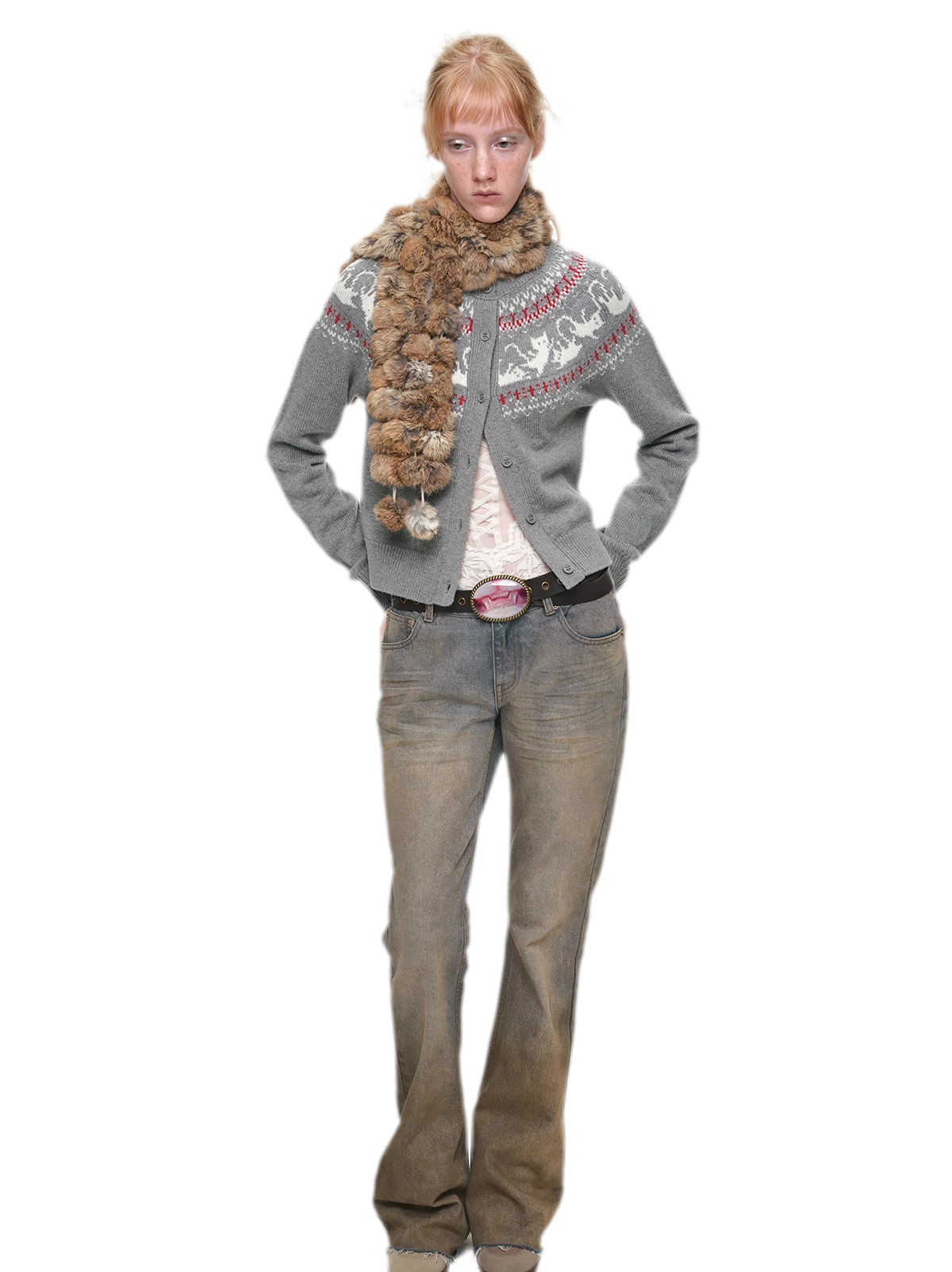Gilet à motif chat Fair Isle