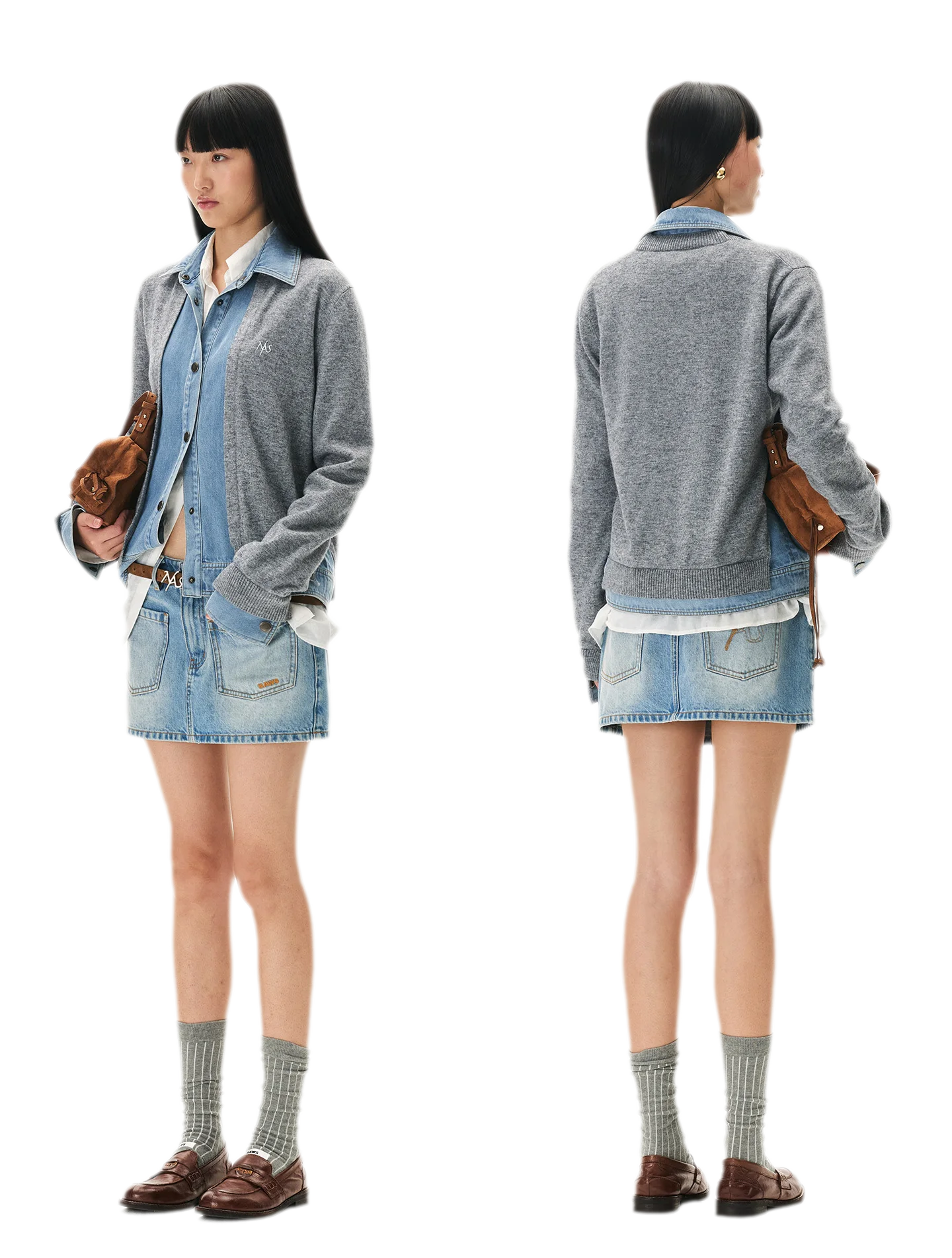 Wool Contrast Lapel Knit Cardigan