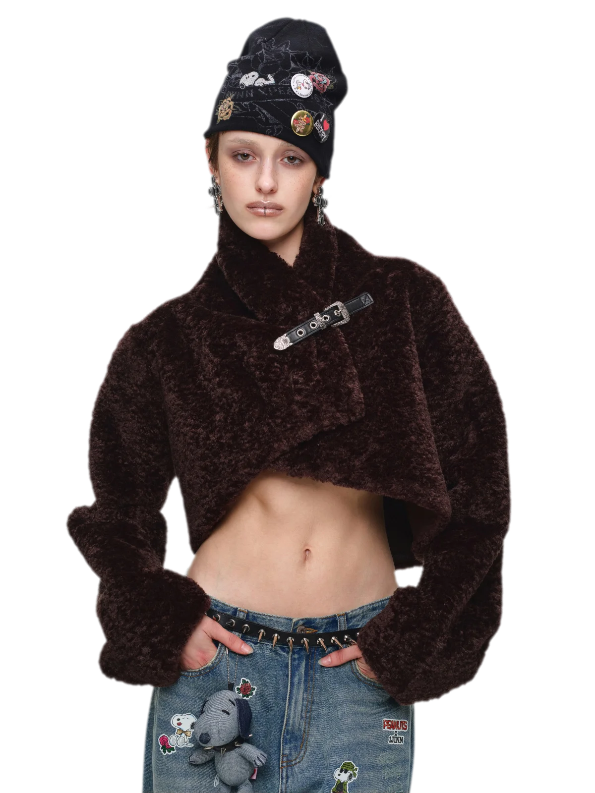 Plüsch-Leopard-Kurzmantel aus Pelz